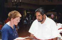 Claire with Aaron Mahi, The Royal Hawaiian Band